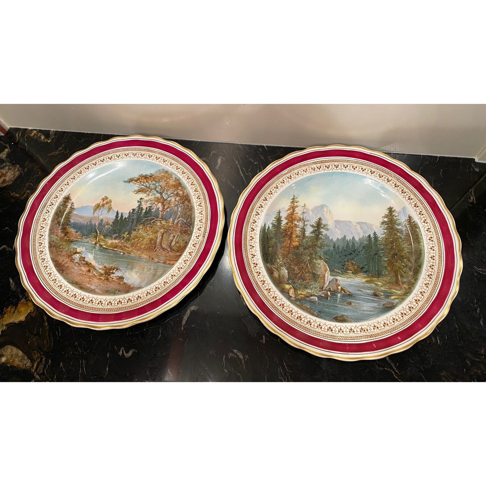 RARE Antique T FURNIVAL & Sons Marked Plates 10" Set Of 2